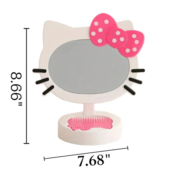 Limited Edition HELLO KITTY Deluxe 360°Swivel Rotating Vanity Mirror With Comb - Picture 8 of 13